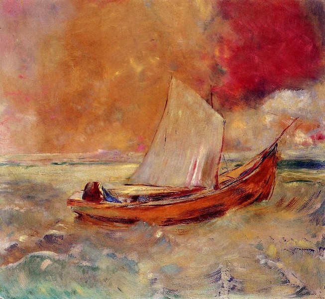 Le Bateau ivre. Arthur Rimbaud. Comme je descendais des Fleuves impassibles, Je ne me sentis plus guidé par les haleurs ; Des Peaux-Rouges criards les avaient pris pour cibles, Les ayant cloués nus aux poteaux de couleurs. Odilon Redon. Frans leren Vivienne Stringa.