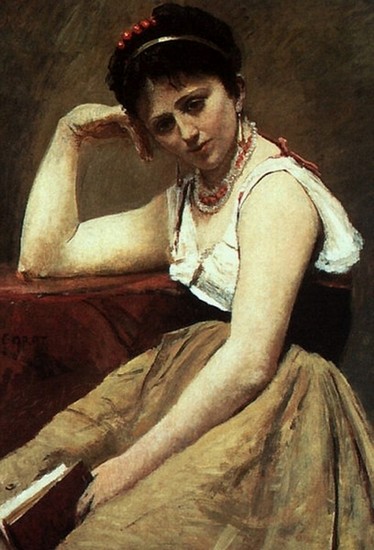 Camille Corot (1796-1875), La Lecture interrompue.